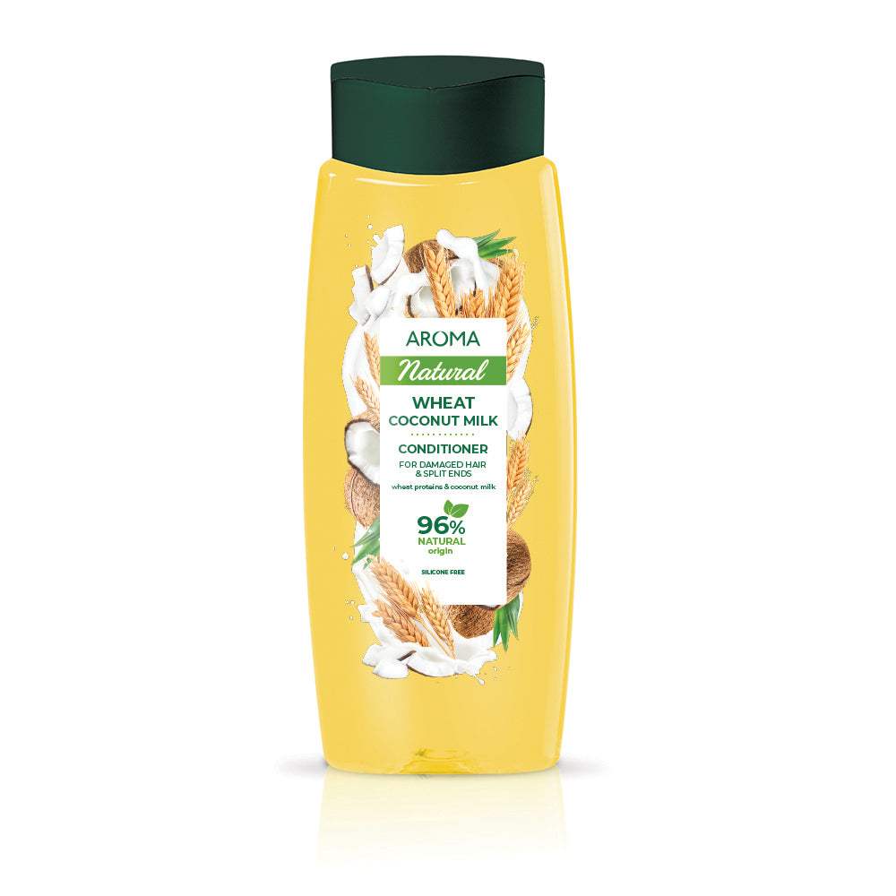 Aroma Natural Conditioner, Wheat Coconut Milk For Damaged Hair & Split Ends 400ml