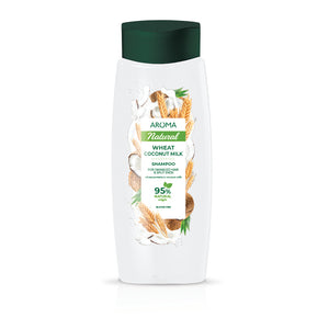 Aroma Natural Shampoo, Wheat Coconut Milk For Damaged Hair & Split Ends 400ml