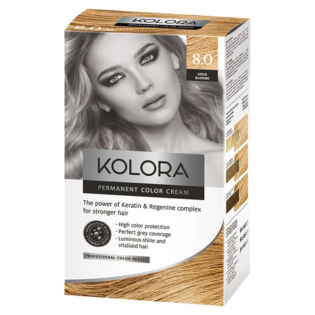 Kolora, Permanent Hair Color, 8.0 Gold Blonde