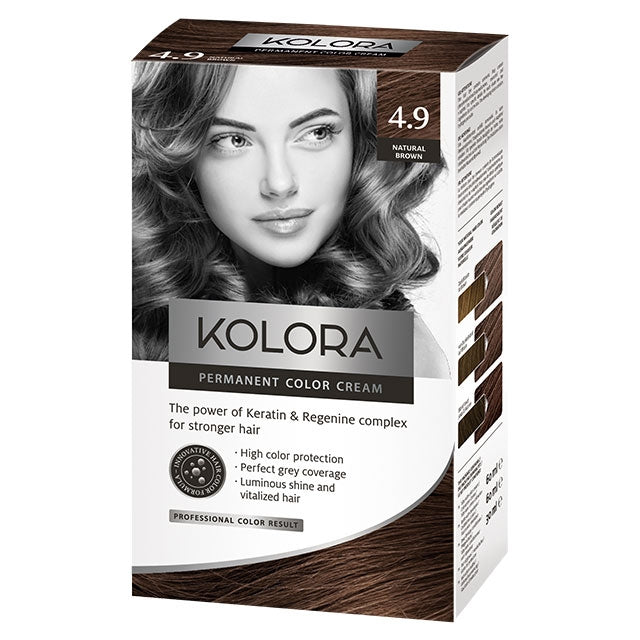 Kolora, Permanent Hair Color, 4.9 Natural Brown