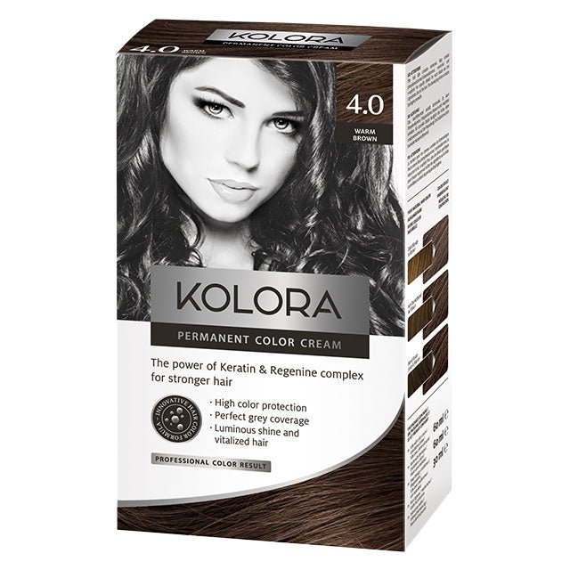 Kolora, Permanent Hair Color, 4.0 Warm Brown