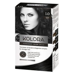 Kolora, Permanent Hair Color, 1.0 Intense Black